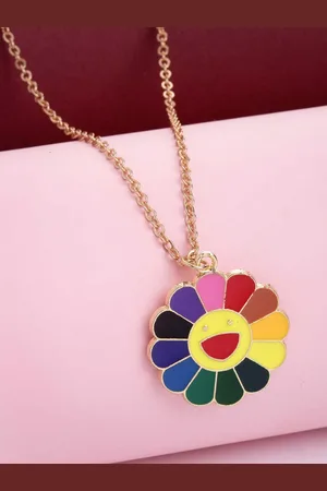 Vogue Panash Woman Gold-Toned Flower Emoji Pendant With Chain