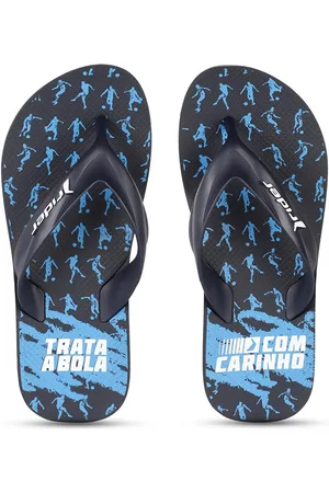 Rider Men Black & Blue Printed Thong Flip-Flops