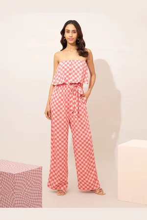 20Dresses Printed Strapless Checked Basic Jumpsuit