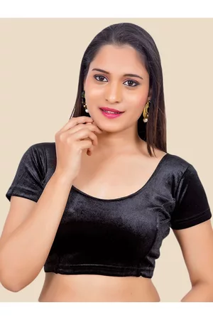 neckbook Women Black Solid Princess Cut Saree Blouse