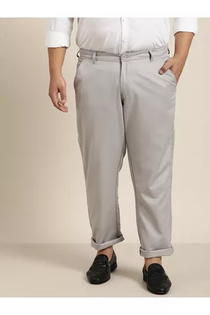 SOJANYA Men Grey Solid Smart Formal Trousers