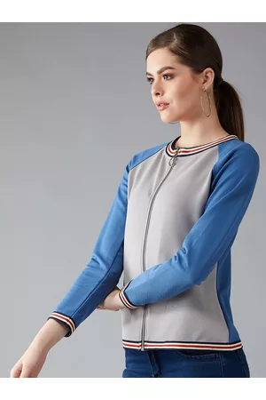 DOLCE CRUDO Women Grey Colourblocked Tailored Jacket