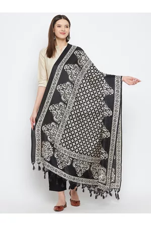 Clora Creation Black & White Printed Dupatta