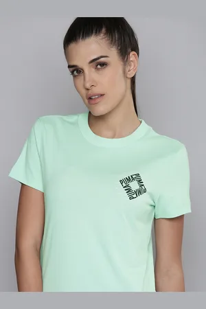 PUMA Women Green Printed Pure Cotton T-shirt