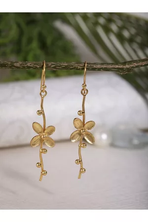 Berserk Gold-Toned Contemporary Floral Vine Drop Earrings