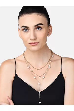 Ami Gold-Toned & White Gold-Plated Layered Pearls Necklace