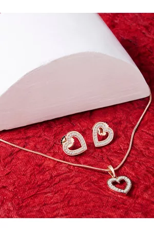 Zaveri Pearls Rose Gold-Plated Cubic Zirconia Studded Jewellery Set