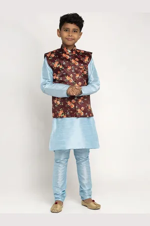 Kraft Boys Blue Dupion Silk Kurta with Churidar