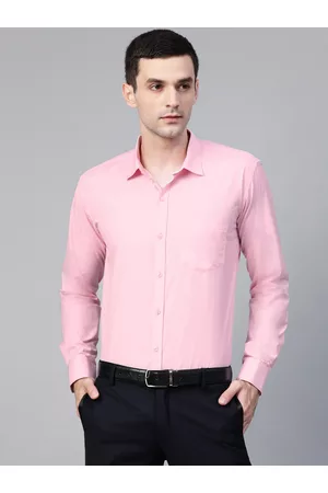 MANQ Men Pink Semi-Slim Fit Solid Formal Shirt