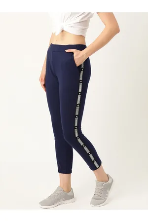 DressBerry Women Navy Blue Solid Cropped Joggers
