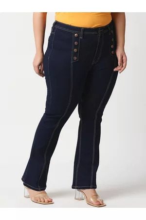 High Star Women Plus Size Blue Bootcut High-Rise Stretchable Jeans