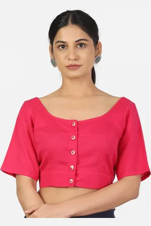 Llajja Women Magenta Solid Readymade Saree Blouse