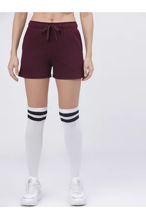 Tokyo Talkies Women Maroon Solid Regular Fit Sports Shorts