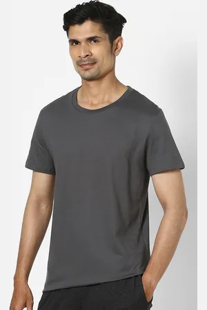 DECATHLON Men Charcoal Grey Pure Cotton T-Shirt