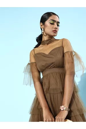 KASSUALLY Women Chic Brown Sleek Dress