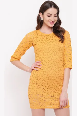 Mayra Women Yellow Self Design Sheath Dress