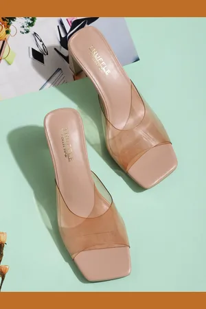 Truffle Collection Nude-Coloured Textured Block Heels