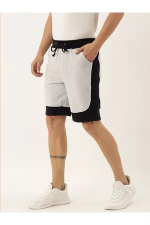 ARISE Men Grey Melange Solid Regular Fit Regular Shorts with Colorblocking Panel Detail