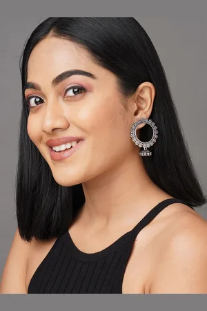 Binnis Wardrobe Silver-Toned Contemporary Jhumkas Earrings