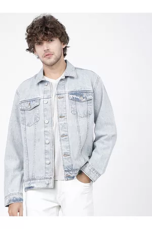 Highlander Men Blue SolidWashed Lightweight Denim Jacket