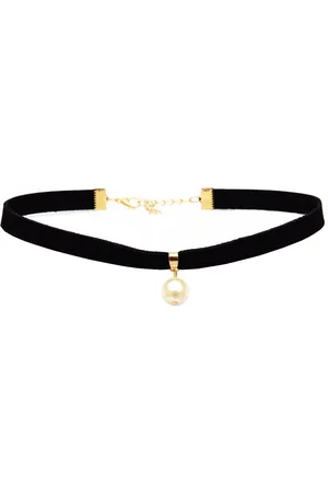 Joker & Witch Black & Gold-Toned Pearl Choker Necklace
