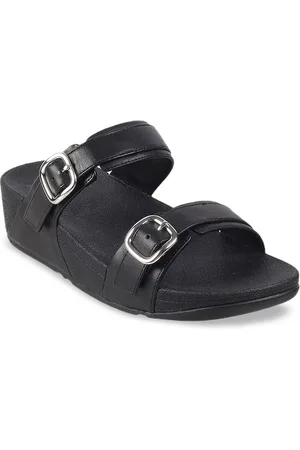 FitFlop Black Flatform Sandals with Buckles