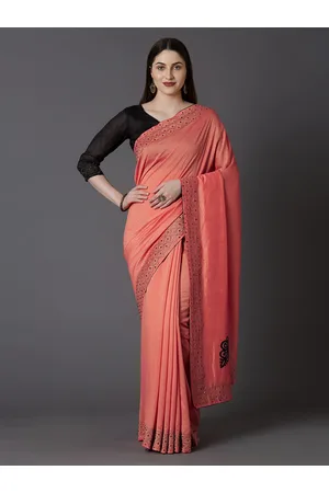 Mitera Pink Embellished Poly Silk Party Saree