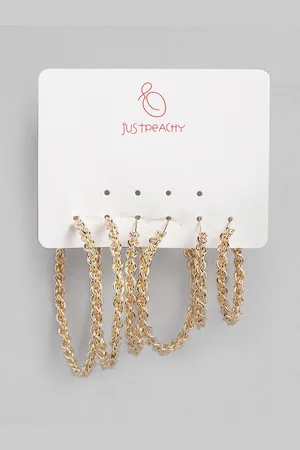 justpeachy Pack of 3 Gold-Plated Earrings
