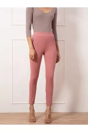 20Dresses Women Peach Colored Solid Skinny -Fit Jeggings