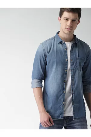 Highlander Blue Denim Slim Casual Shirt