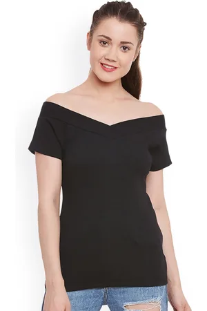 Miss Chase Women Black Solid Slim Fit Top