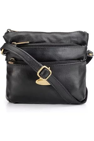 Teakwood Leathers Unisex Black Textured Messenger Bag