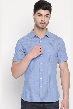 Kenneth Cole Men Blue & Black Regular Fit Self Design Casual Shirt