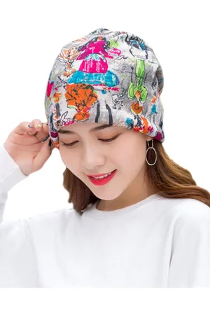 YOUSTYLO Unisex Multicoloured & Green Printed Beanie