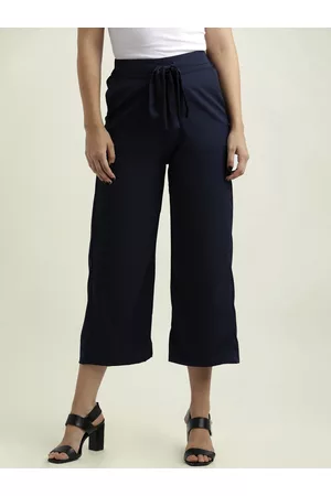 Miss Chase Women Navy Blue Regular Fit Solid Culottes