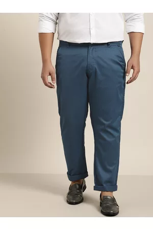 SOJANYA Men Teal Blue Smart Trousers