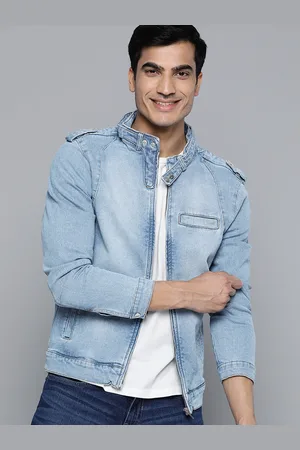 Mast & Harbour Men Blue Fadded Denim Jacket