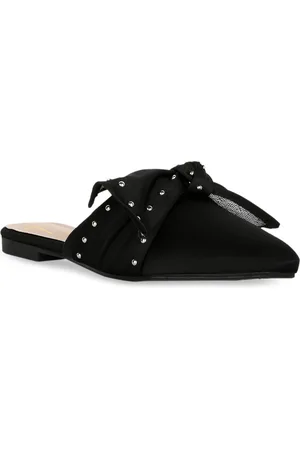 London Rag Women Black Embellished Mules Flats