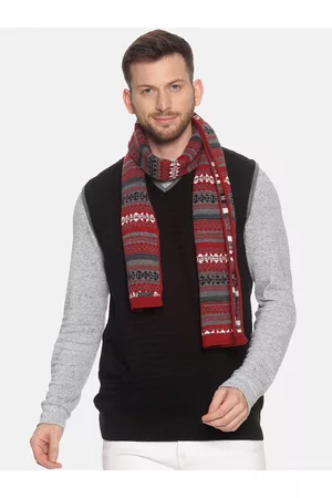 513 Clothing Men Red & Grey Patterned Muffler
