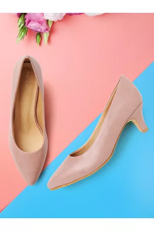 Marc Loire Nude-Coloured Solid Pointed Toe Kitten Heels