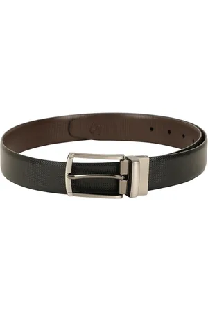 ZEVORA Men Black & Brown Textured Reversible Belt