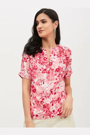 Harpa Women Pink & White Floral Print Top