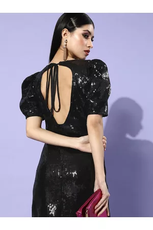 ATHENA Women Black Embellished Bling and Sparkly Dress