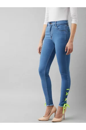 DOLCE CRUDO Women Blue Skinny Fit High-Rise Stretchable No Fade Jeans