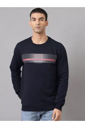Richlook Men Navy Blue Printed Sweatshirt