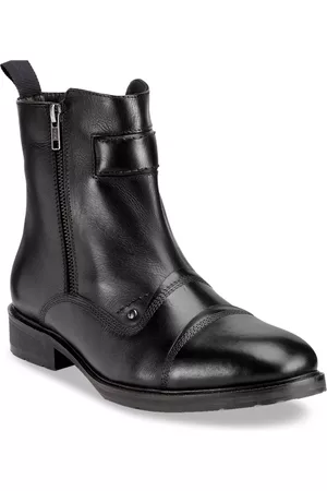Teakwood Leathers Men Black Solid Leather High-Top Flat Boots