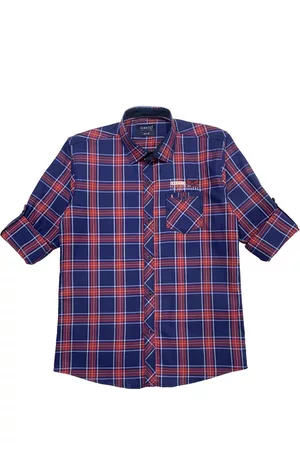 CAVIO Boys Blue Regular Fit Tartan Checks Checked Casual Shirt