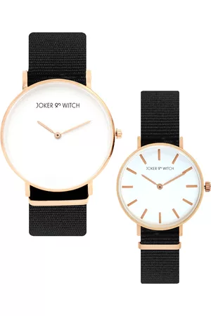 Joker & Witch White & Gold Toned Roy Miller & June Couple Watch Gift Set JWCW89