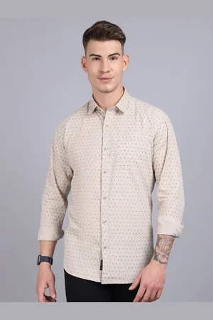 Rodamo Men Beige Slim Fit Printed Casual Shirt
