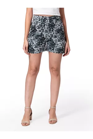 DEEBACO Women Black Animal Printed Regular Shorts